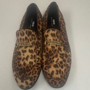 ASOS Design loafers Brown Size 11 with Gold Snaffle Leopard Print Loafers New